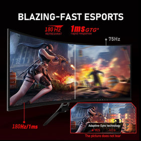 ZZA UltraWide curved monitor FreeSync image shows smooth tearing-free gameplay