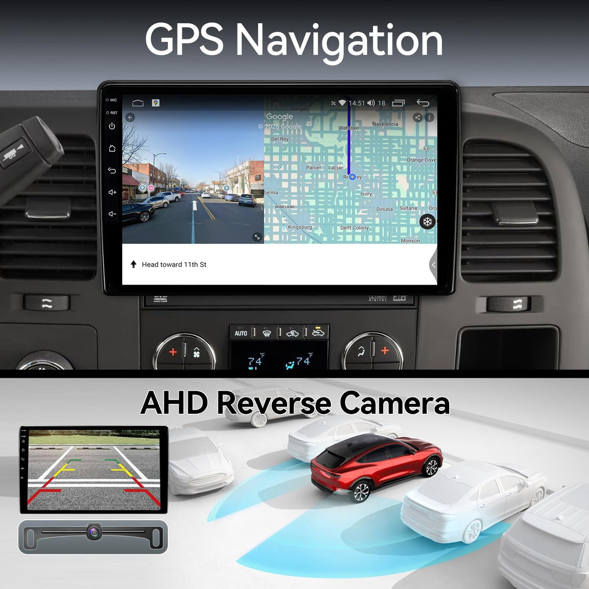 ZZH 64GB car radio rear view camera aids parking.