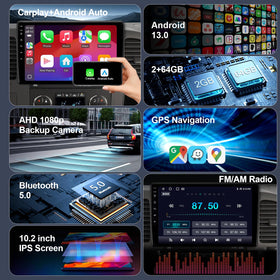 ZZH 64GB car radio wireless CarPlay for hands-free navigation.