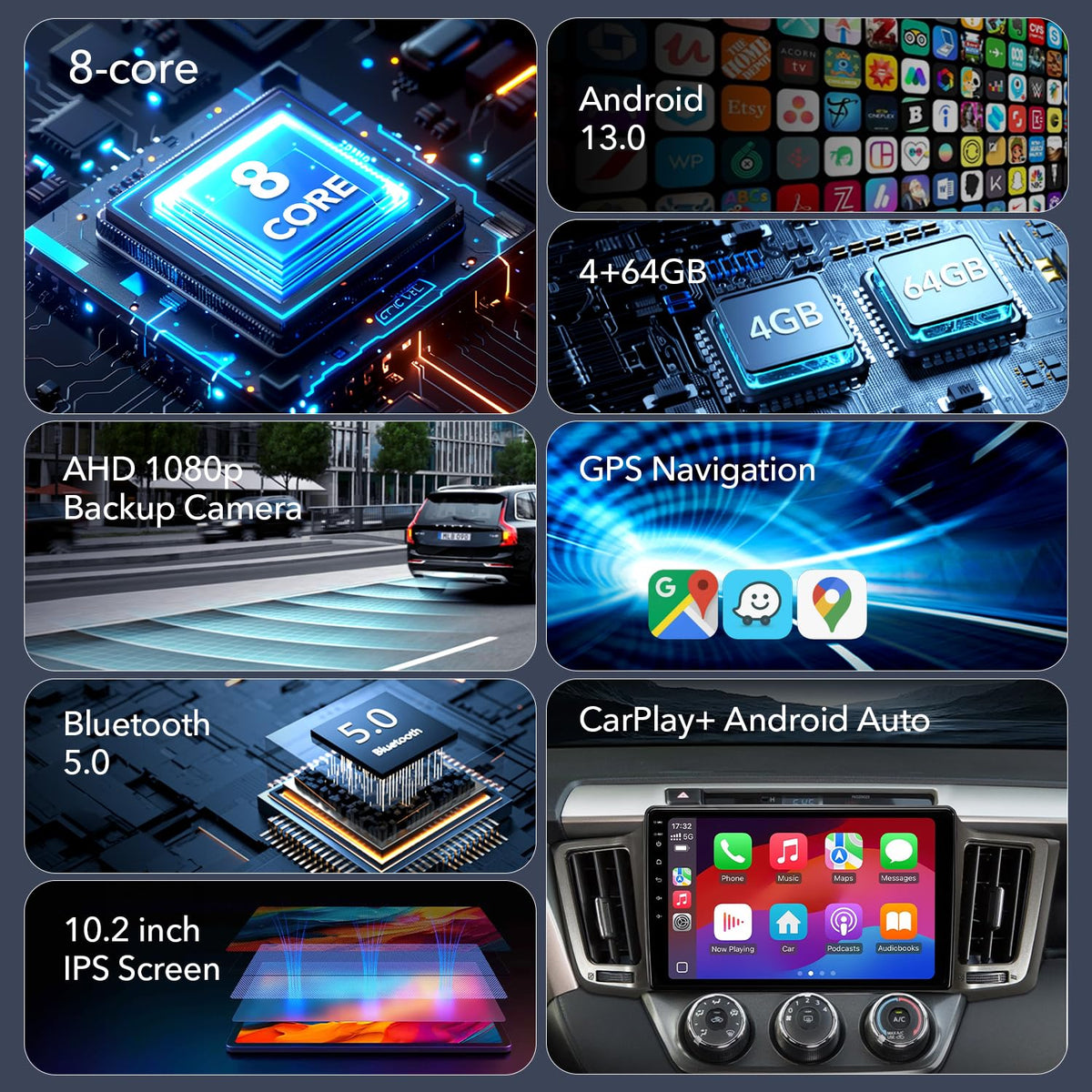 ZZH RAV4 1280x800 QLED display delivers vivid colors and sharp details.