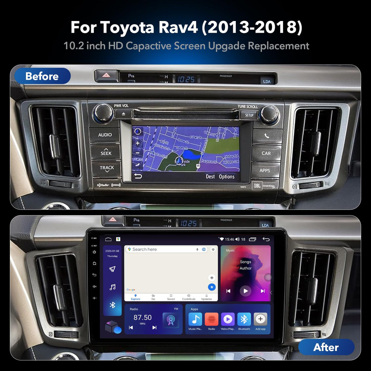 ZZH RAV4 wireless CarPlay and Android Auto enable hands-free connectivity.