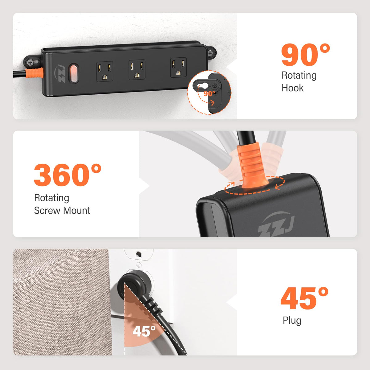 ZZJ 10ft extension cord provides flexible reach for outdoor tasks