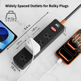 ZZJ overload switch and safety-shuttered outlet delivering automatic power cutoff and shock protection