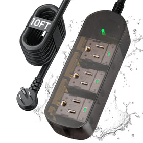 ZZJ transparent front view showing three wide outlets and IPX6 protection benefits