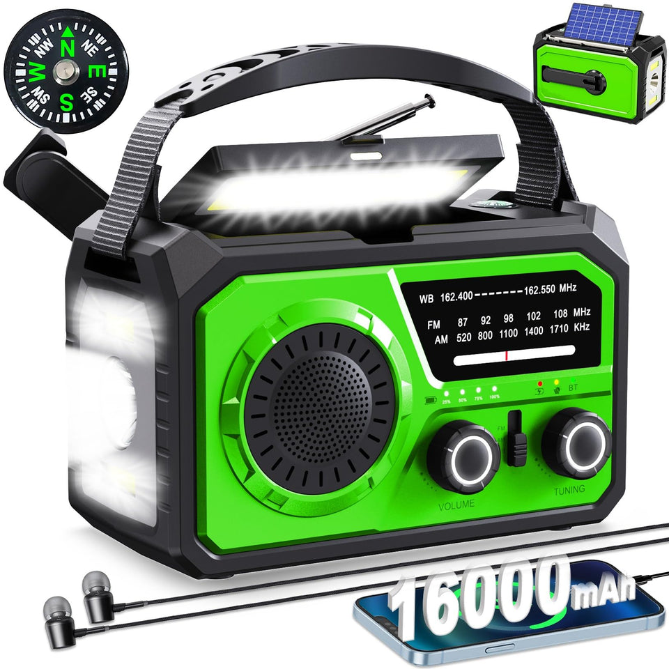 ZZMICHP 16000mAh hand crank emergency radio powering devices during outages