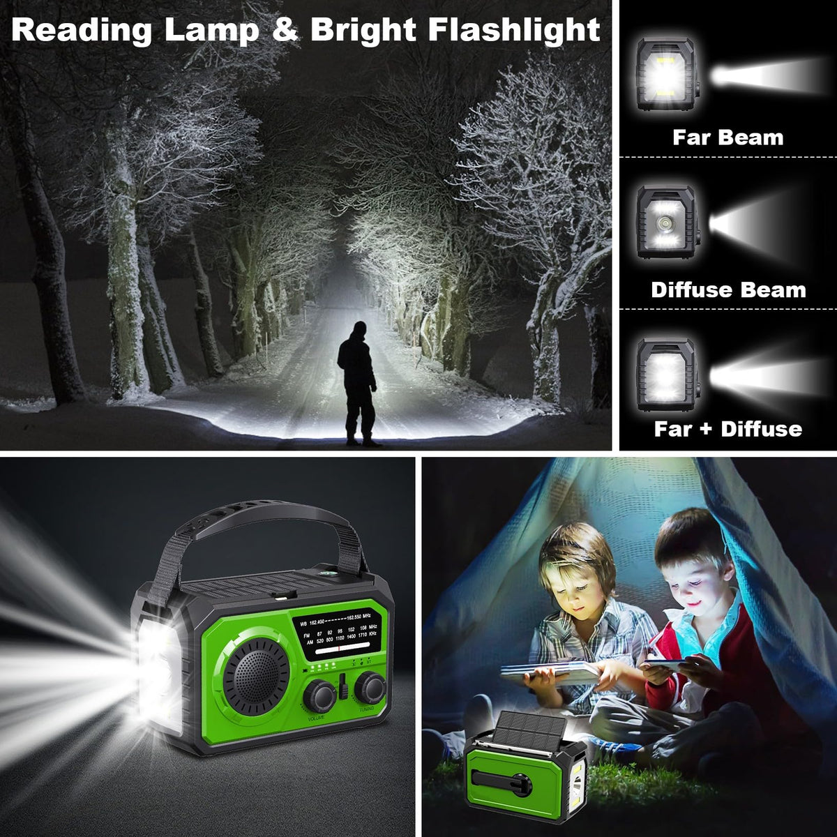 ZZMICHP compact green emergency radio ready for camping